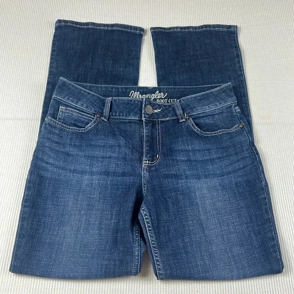 Wranglers Boot Cut Jeans Juniors Size 9 Dark Wash Denim Pockets Stretch - Picture 1 of 11